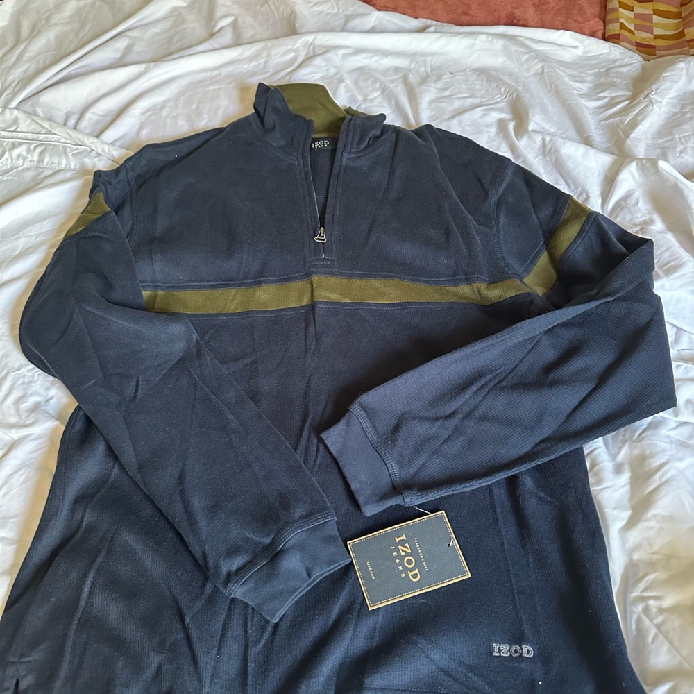 IZOD Navy and Olive Knit Pullover
